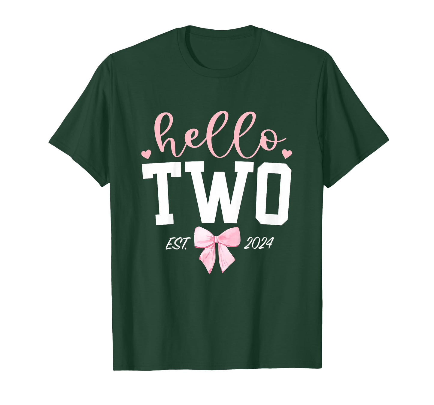 Hello Two Est 2024 2nd Birthday Girl Turning 2 T-Shirt
