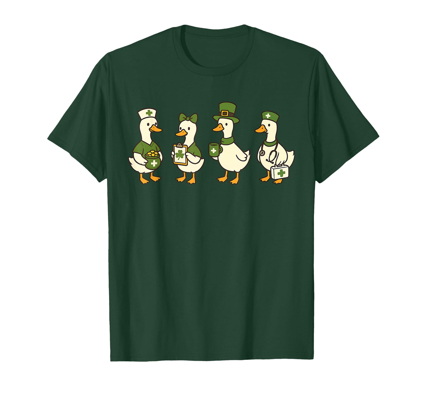 St Patricks Day Goose Registered Nurse RN Nursing Shamrock T-Shirt