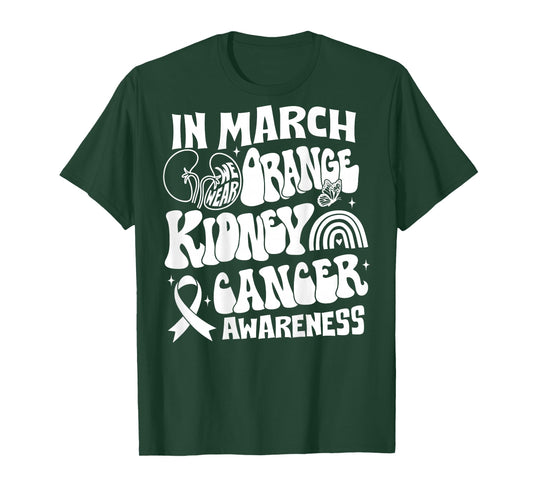 in March We Wear Orange Kidney Cancer Awareness Rainbow Tees T-Shirt