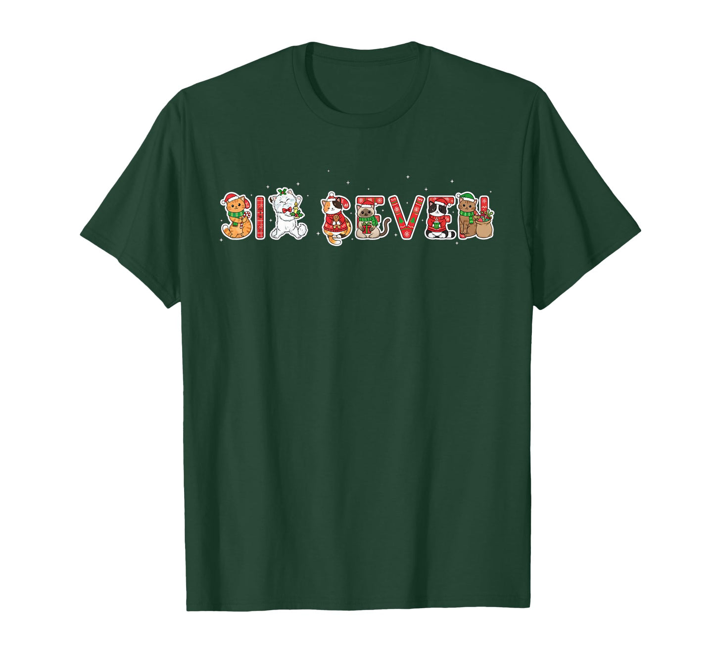 Six Seven Funny Christmas Cats Ugly Sweater 67 Meme T-Shirt