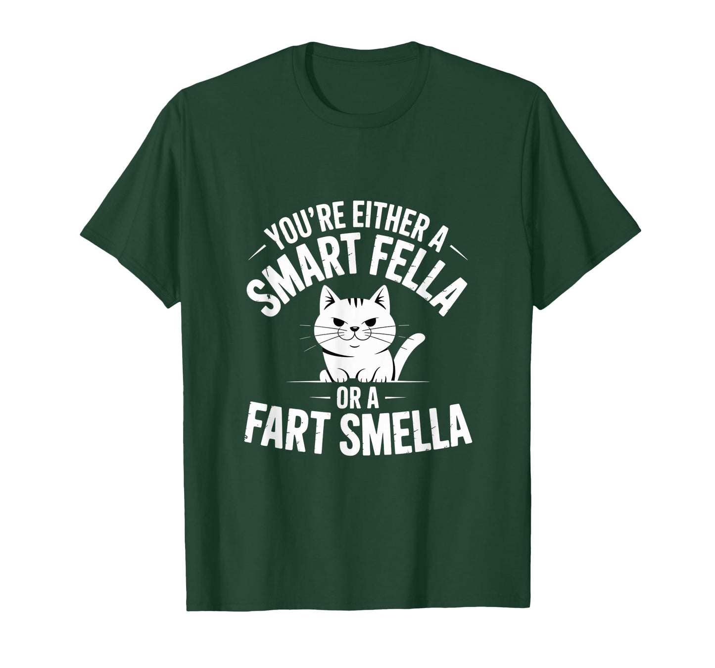 Smart Fella Fart Smella Funny Cat Spoonerism Humor T-Shirt