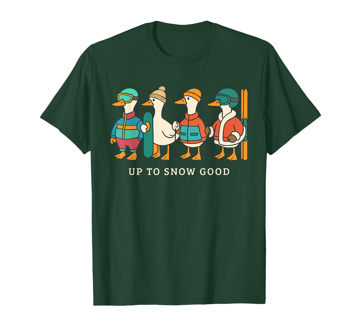 Skiing Snowboarding Ski Trip Family Vacation Silly Goose T-Shirt