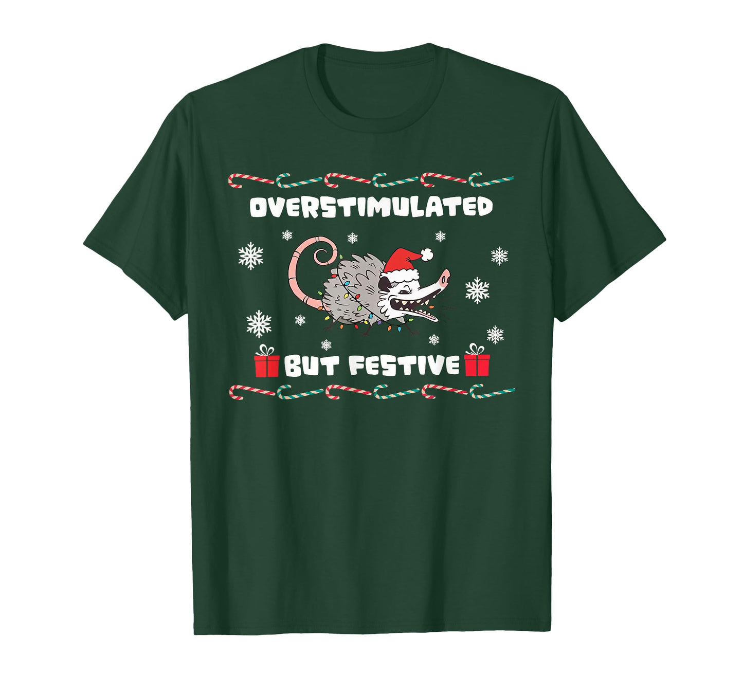 Overstimulated But Festive Mouse Santa Claus Christmas T-Shirt