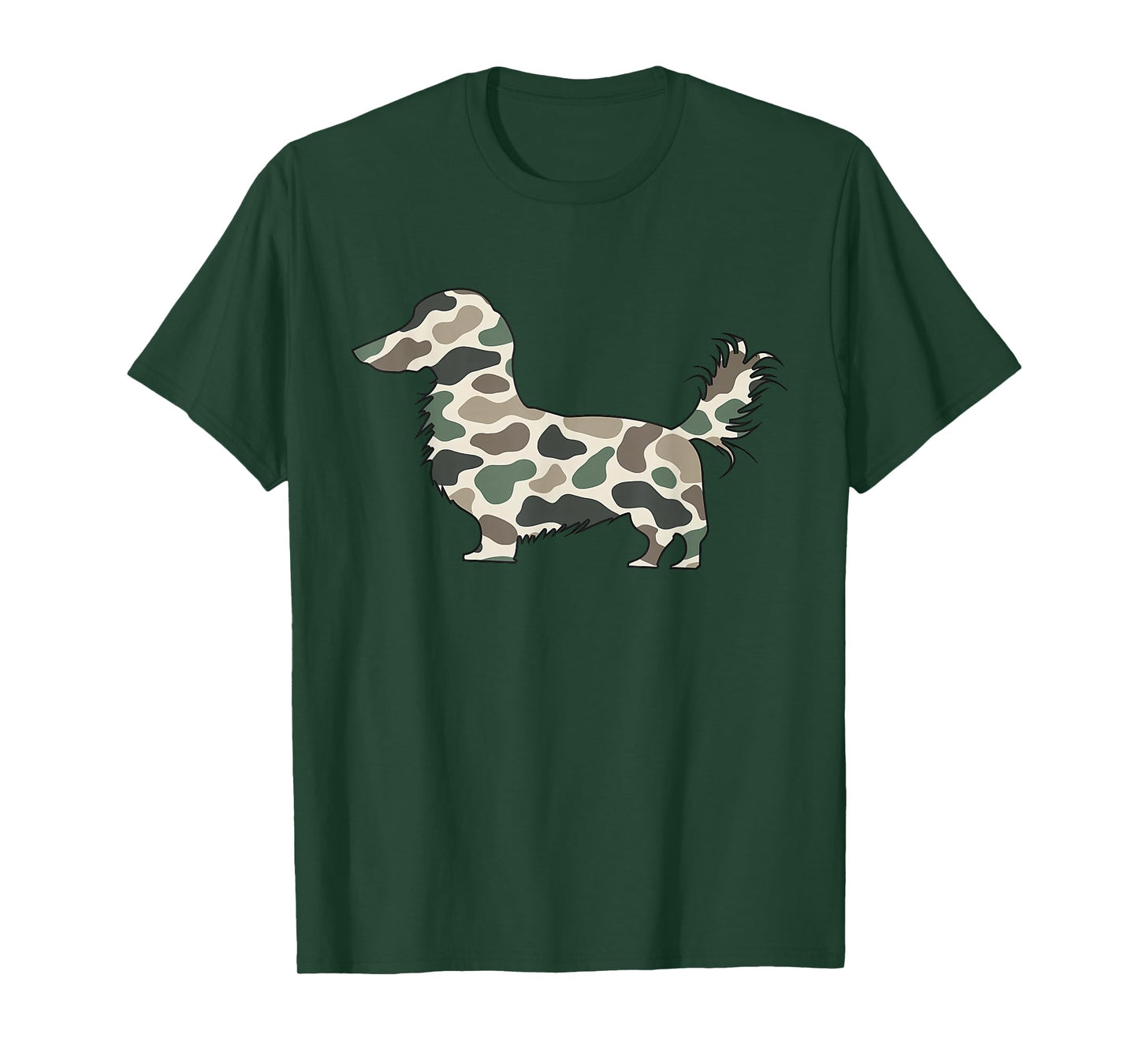 Retro Camouflage Long Hair Dachshund Wiener Dog Pet Lover T-Shirt