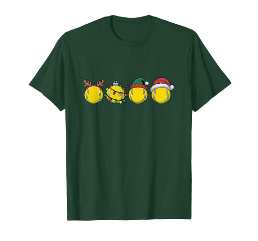 Santa Tennis Ball Christmas Tennis Lover Tennis Player Xmas T-Shirt