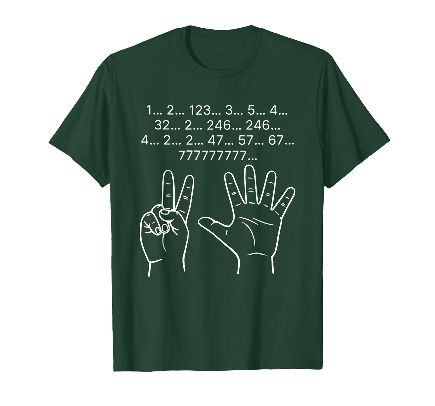 Funny Counting Fingers Brain Lag Math Humor 1 2 123 67 777 T-Shirt