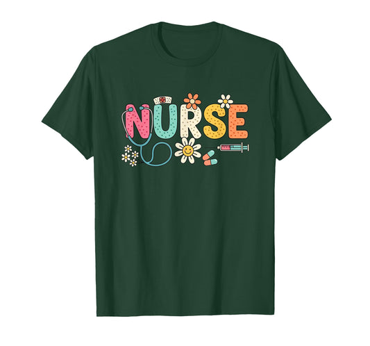 Nurse Daisy Pop, Cute Floral Nurse Design for RN LPN CNA, T-Shirt
