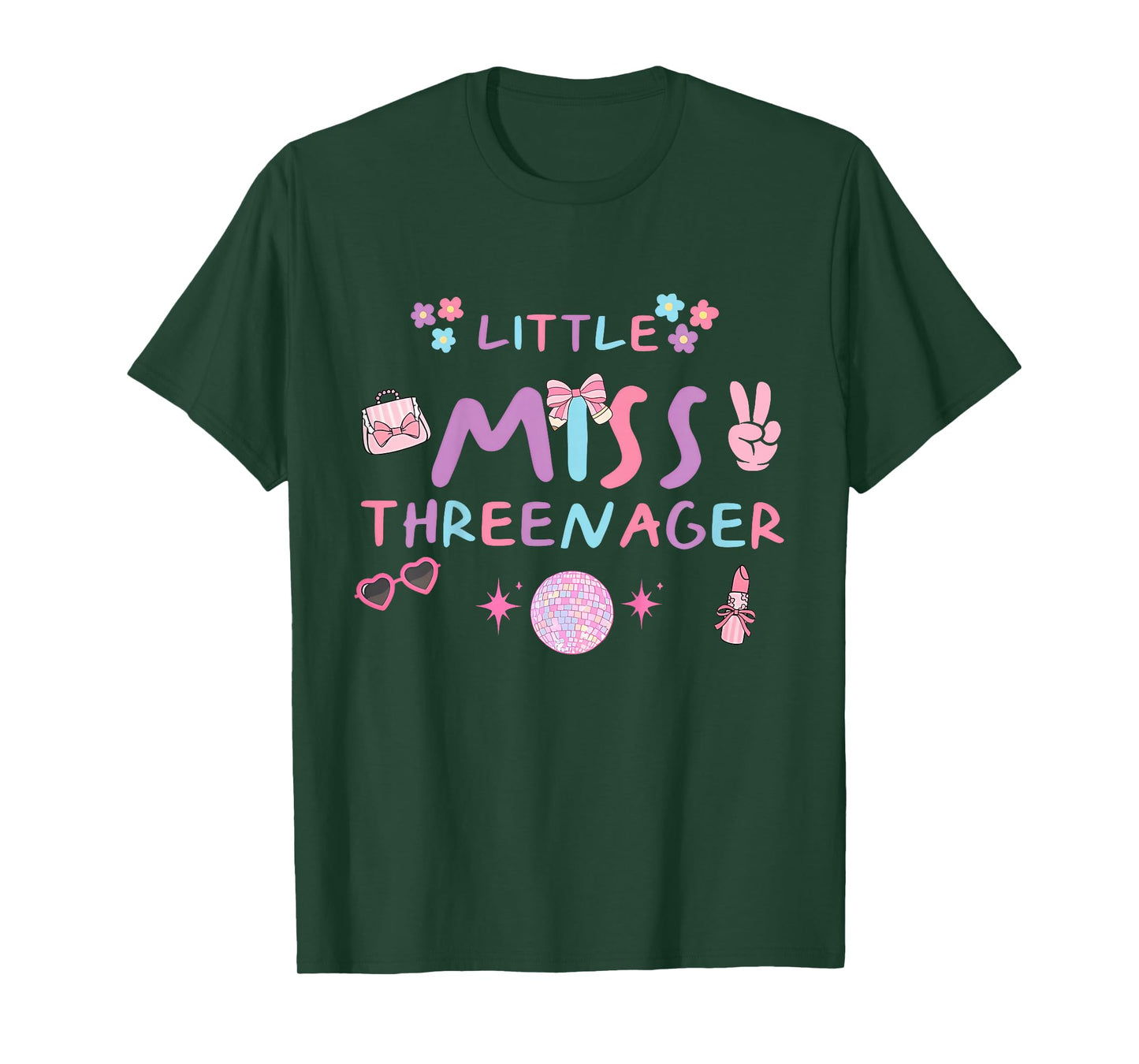 Funny Threenager Happy 3rd Bday Party Gifts 3 Years Old Girl T-Shirt