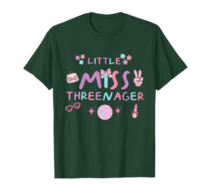 Funny Threenager Happy 3rd Bday Party Gifts 3 Years Old Girl T-Shirt