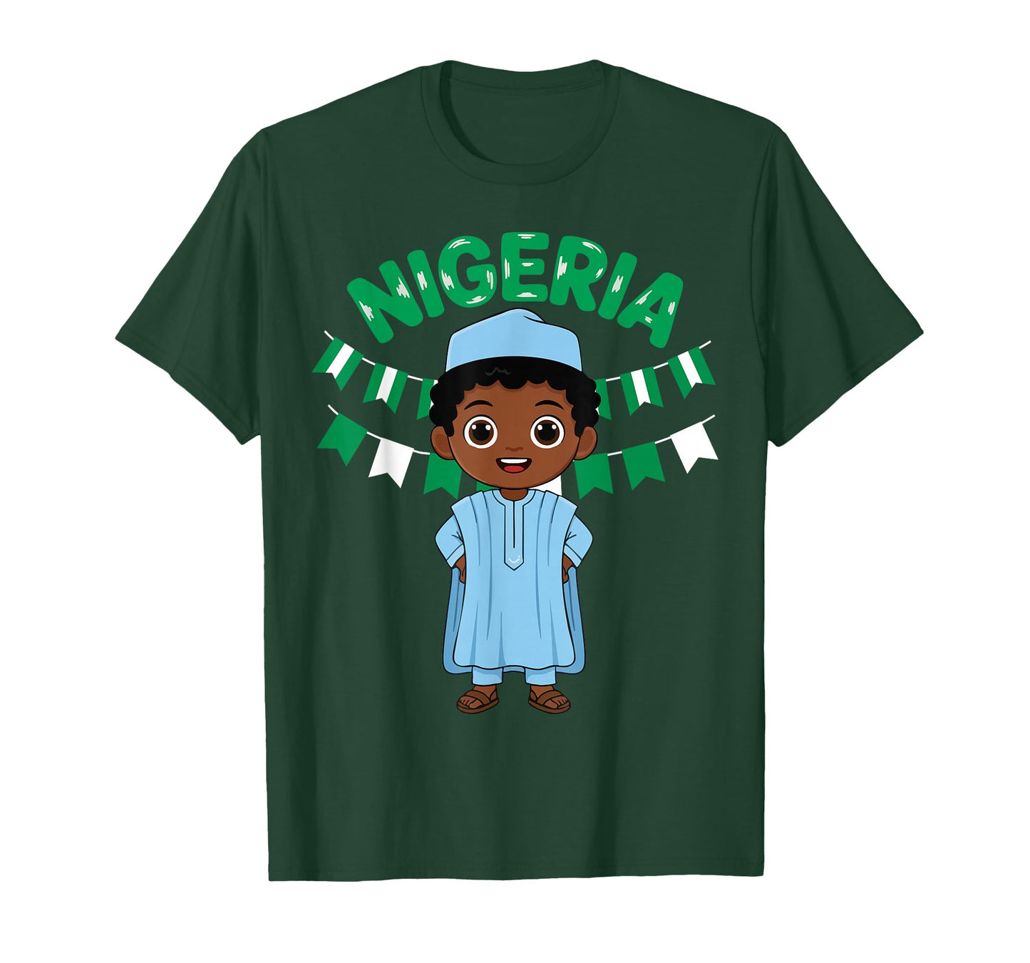 Nigeria Nigerian Boy Traditional Outfit Wear Flag Heritage T-Shirt