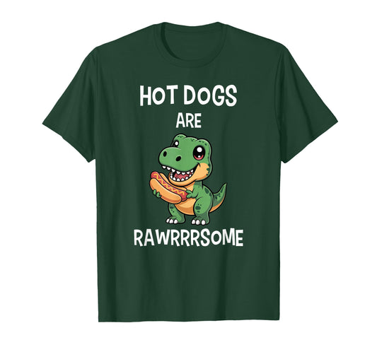 Dinosaur T Rex Hot Dog Shirt Funny Hot Dogs are Rawrrrsome T-Shirt