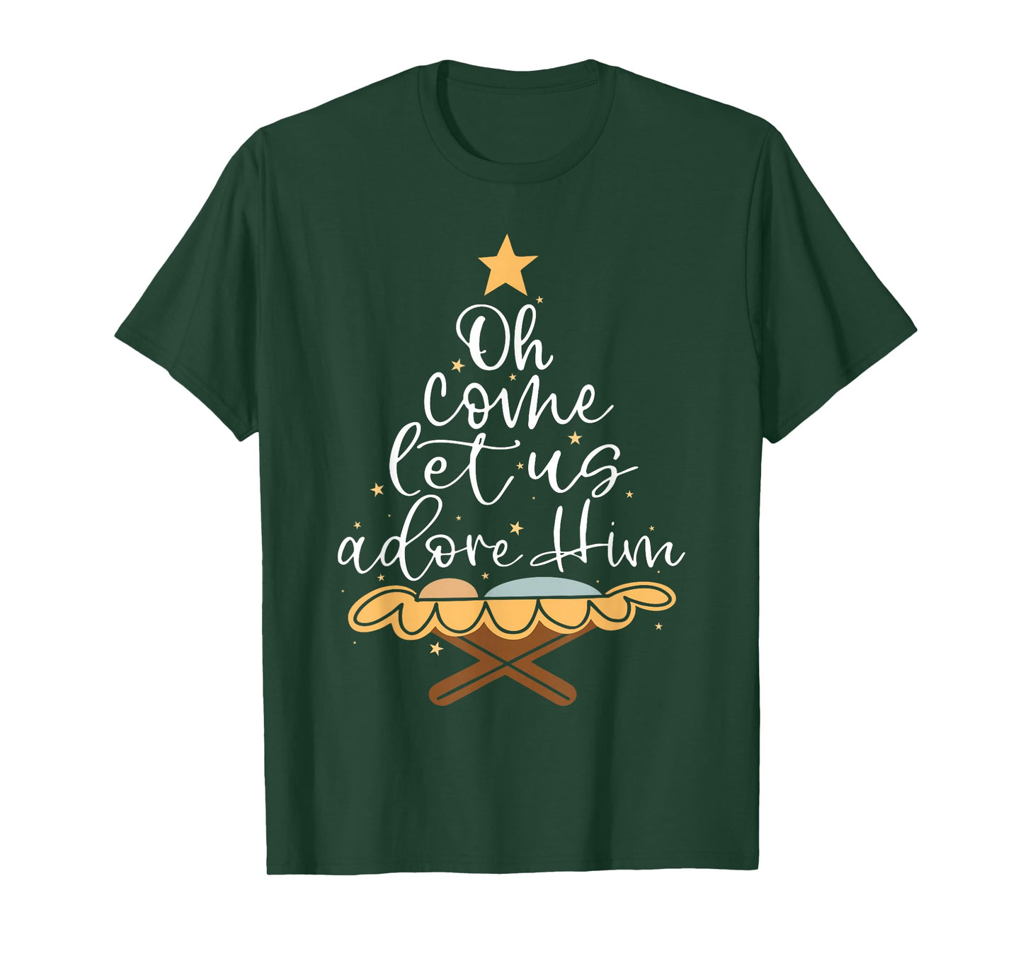 Oh Come Let Us Adore Him Christian Jesus Christmas Pajamas T-Shirt