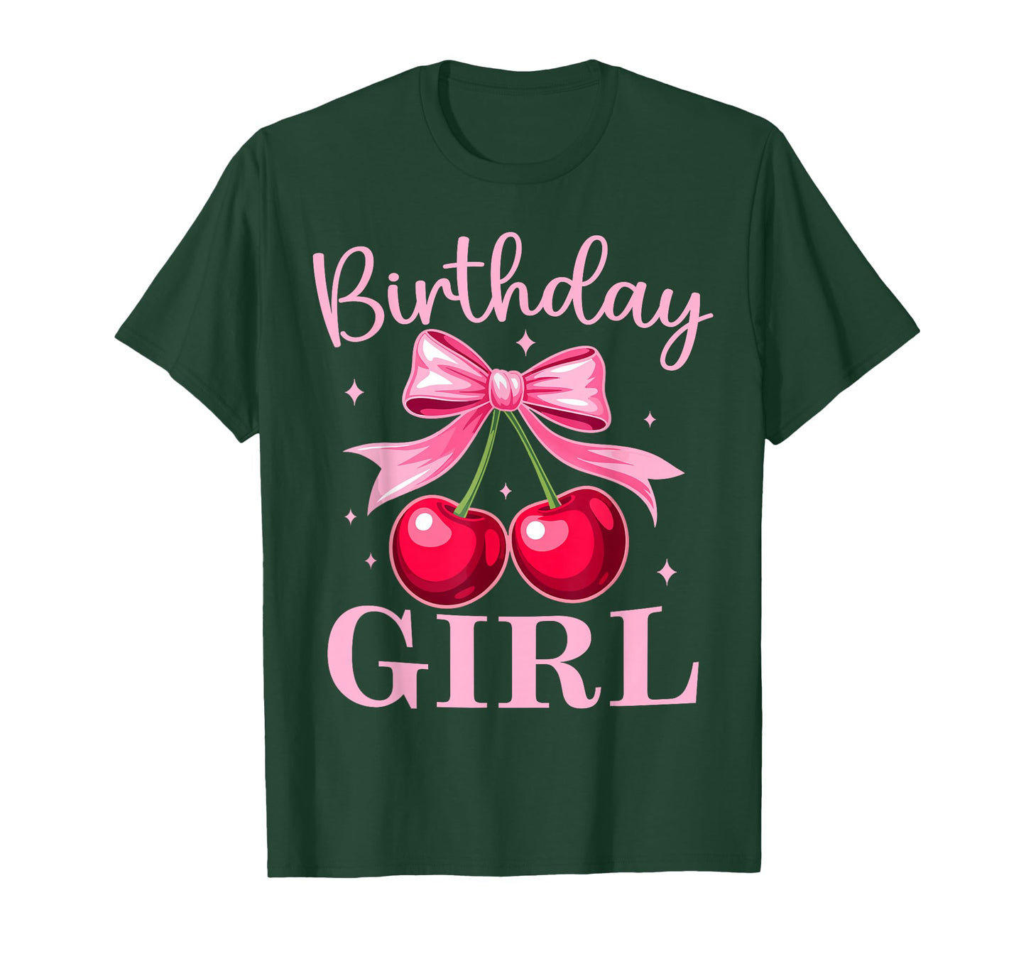Birthday Girl Coquette Bow Cherry Birthday Girls Women T-Shirt