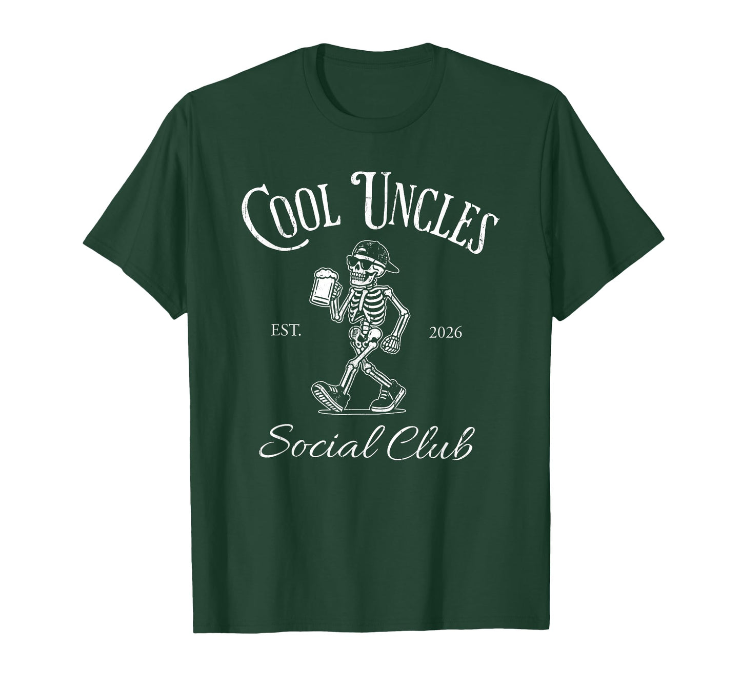 Cool Uncles Social Club, EST 2026 Beer, Funny Skeleton T-Shirt