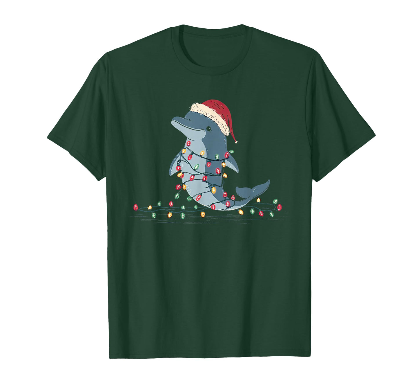 Funny Dolphin Christmas Graphics Animal Lights Lover T-Shirt