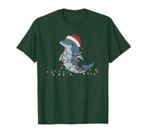 Funny Dolphin Christmas Graphics Animal Lights Lover T-Shirt