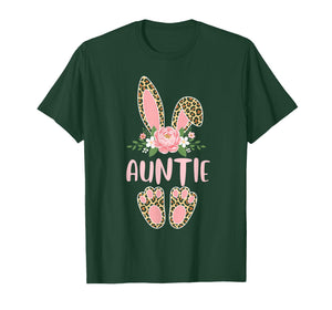 Floral Leopard Auntie Bunny Happy Easter Mother's Day T-Shirt