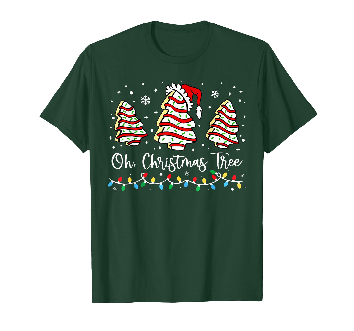 Funny Christmas Tree Snack Cake Light Santa Hat Xmas T-Shirt