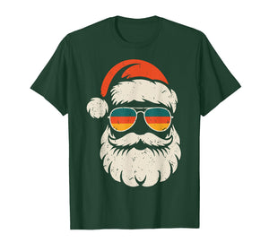 Retro Santa Face Sunglasses Funny Christmas Family Outfit T-Shirt