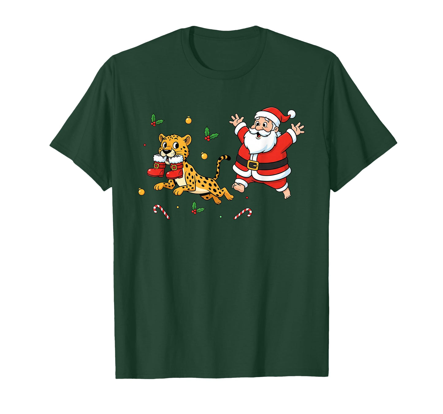 Funny Cheetah Santa Claus Boots Christmas Womens Mens Kids T-Shirt