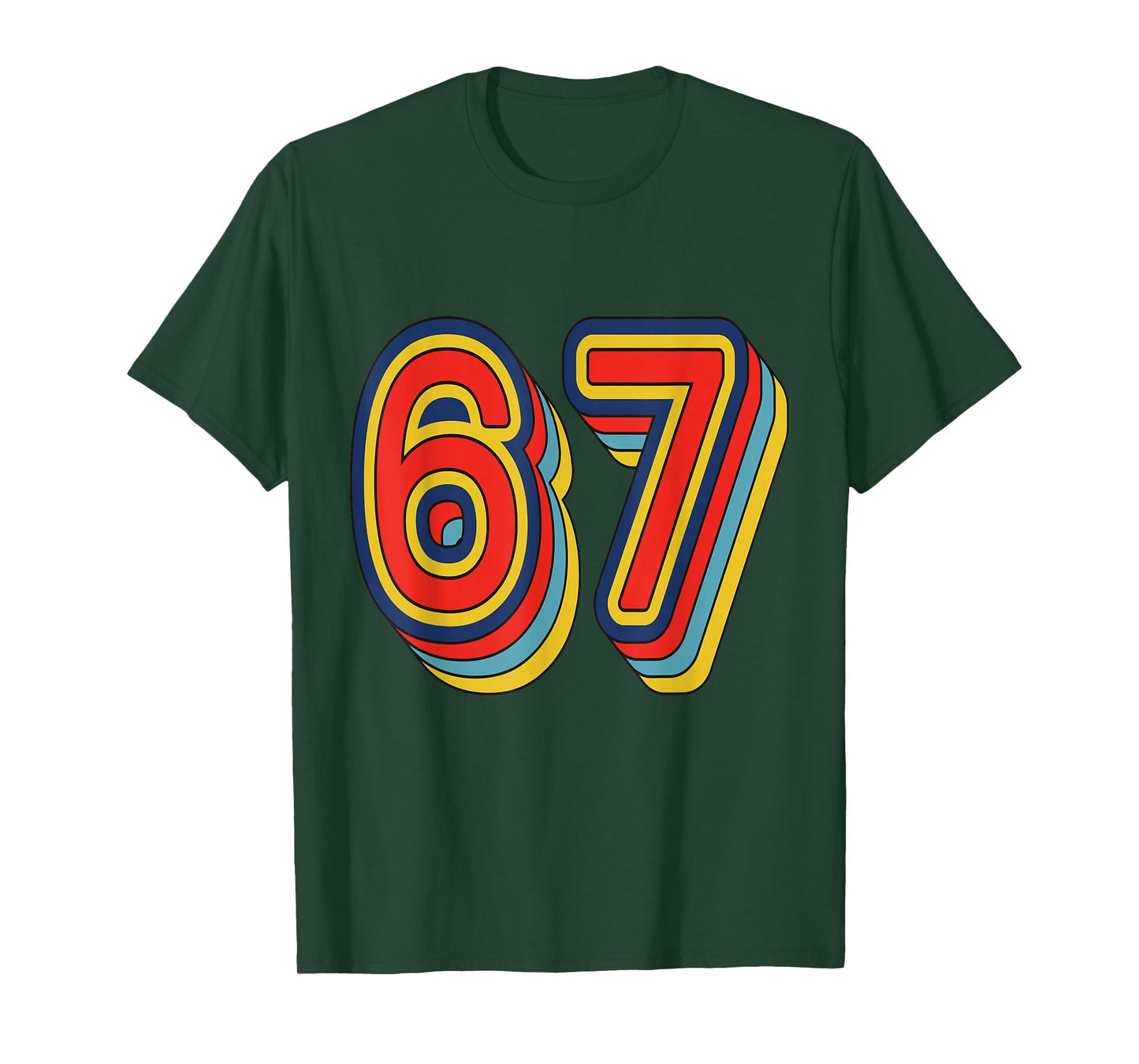 #67 Retro Graphic Outline Number 67 Sports Fan Jersey Style T-Shirt