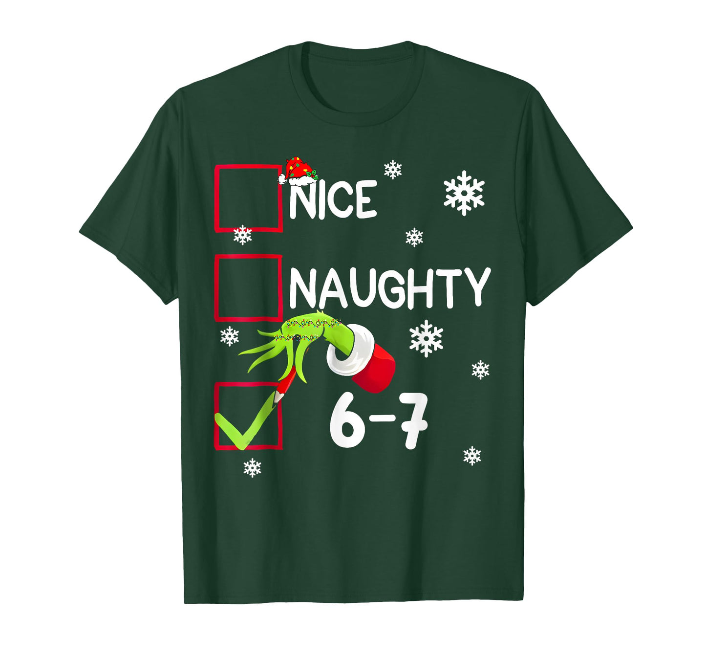 Funny Nice Naughty 6 7 Christmas 67 Meme Xmas Boys Girls T-Shirt