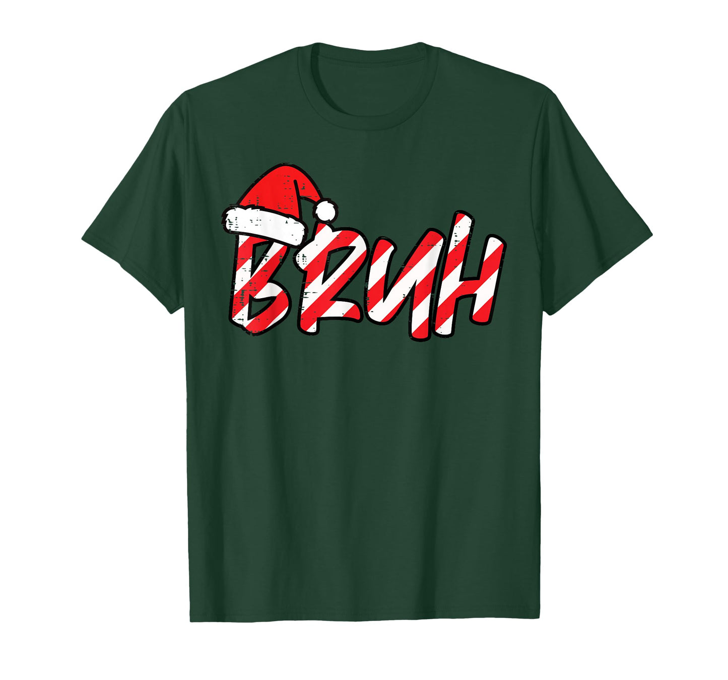 Christmas Bruh Candy Cane Santa Hat Xmas Meme Men Women Kids T-Shirt