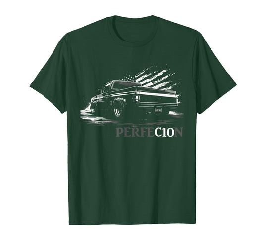 Square Body Perfection Rear View C10 Squarebody USA Flag T-Shirt