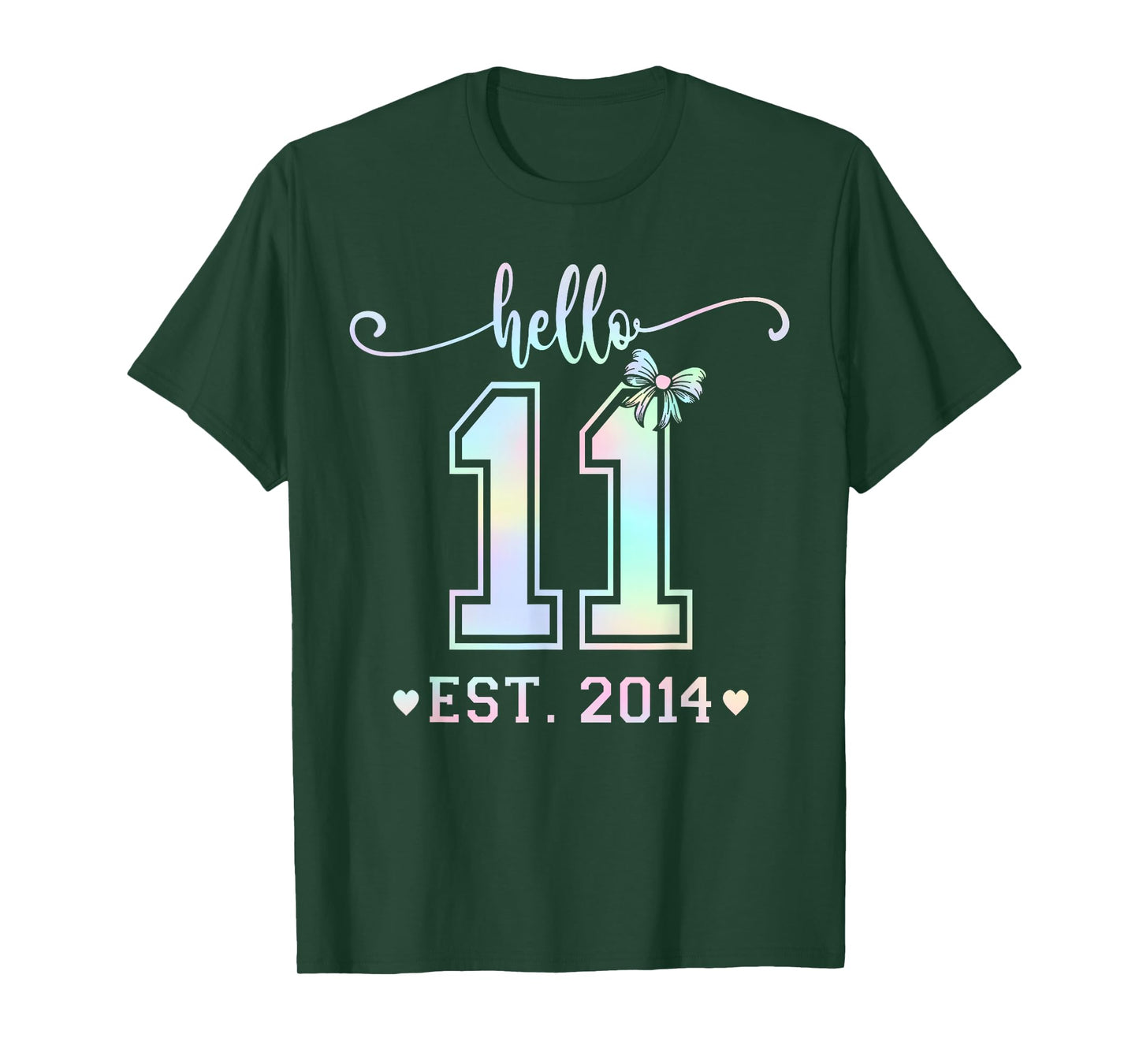 Hello Eleven Est 2014 Coquette Bow 11th Birthday Girl T-Shirt