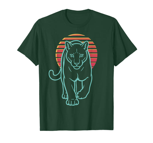 Cougar Animal Retro Synthwave 80s T-Shirt