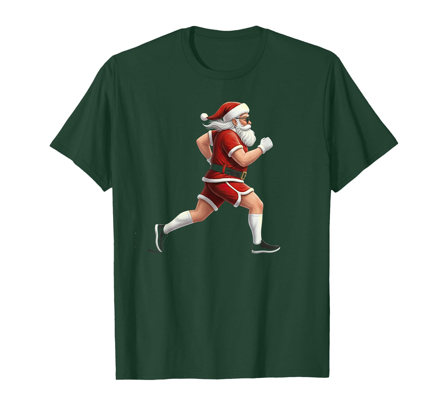Running Santa Christmas Graphic Runner Run Marathon 5k 10k T-Shirt