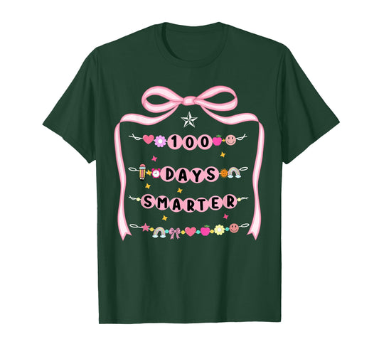 100 Days of School 100 Days Smarter Coquette Bow Girls Boys T-Shirt