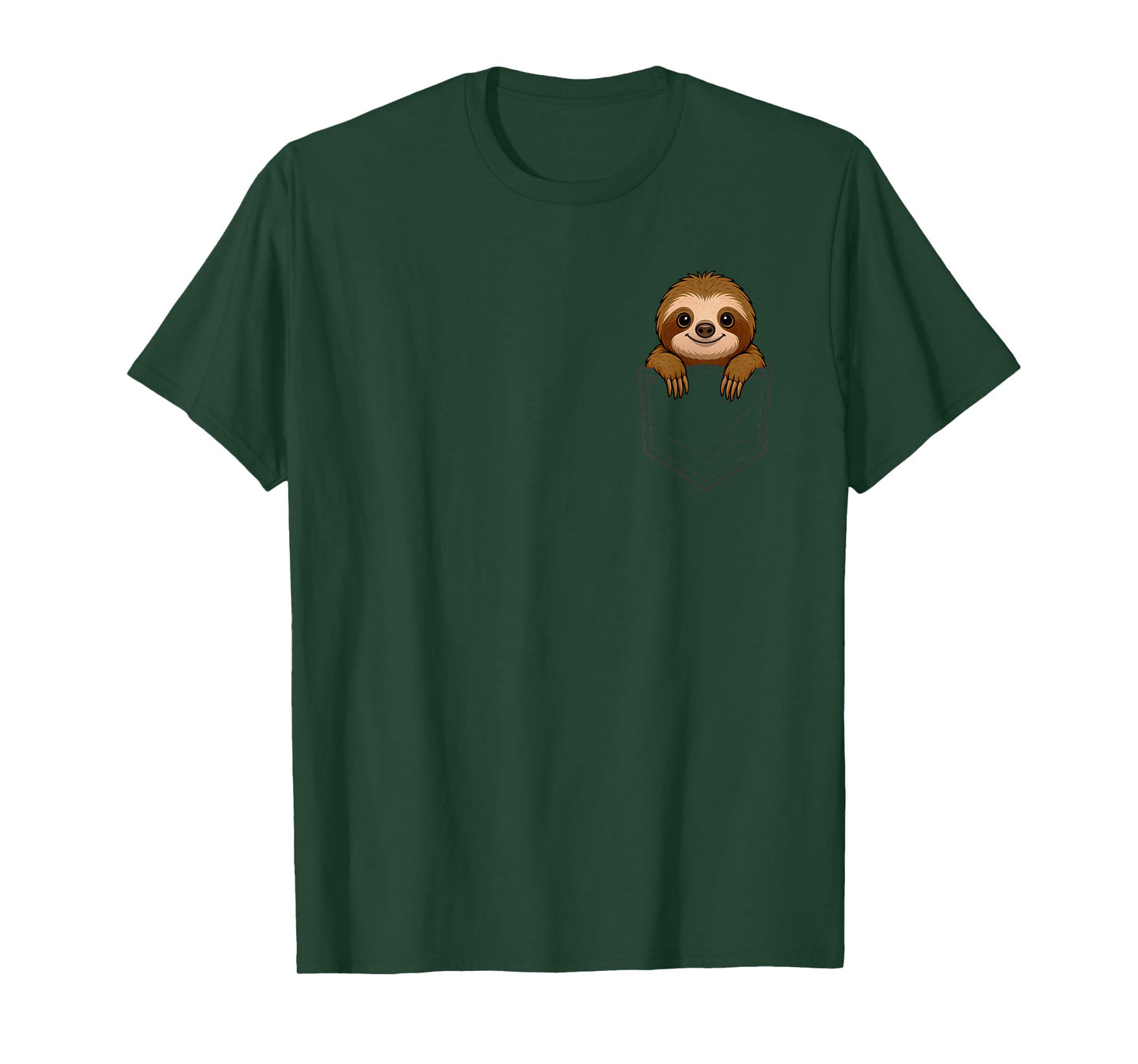 Funny Sloth Peeking in Pocket Animal Lover Men Women Kids T-Shirt