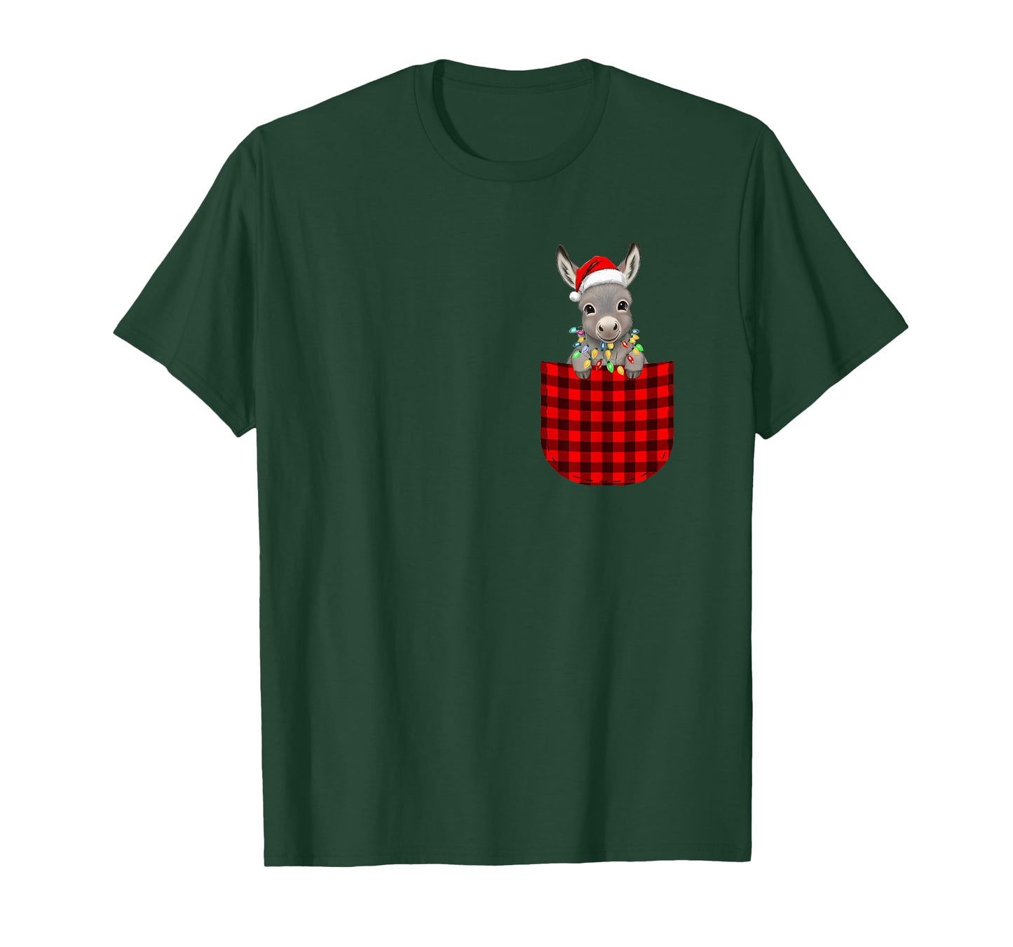 Donkey Buffalo Red Plaid Pocket Christmas Funny Men Women T-Shirt