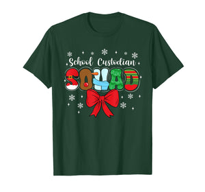 School Custodian Squad Bow Pencil Funny Christmas T-Shirt