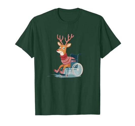 Pretty Wheelchair Reindeer for Funny Christmas Look T-Shirt