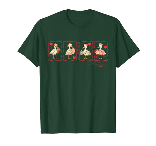 Valentine Day Mother Baby Nurse Stamp Silly Goose Postpartum T-Shirt