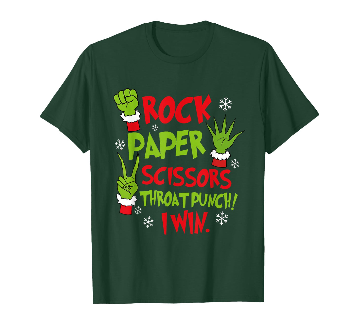 Rock Paper Scissors Throat Punch I Win Funny Christmas T-Shirt