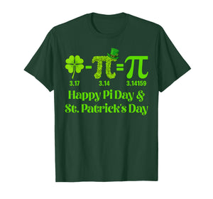 Happy Pi Day St Patricks Pi 3.14 Shamrock Men Boy Teacher T-Shirt
