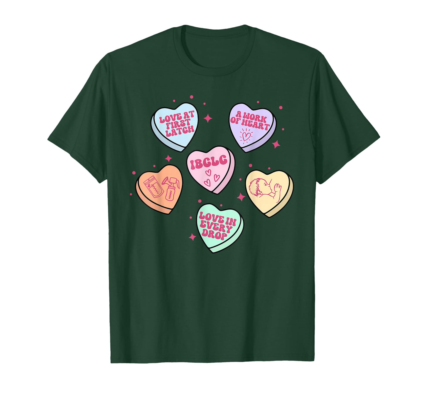 Lactation Consultant Candy Heart Valentines Day IBCLC Crew T-Shirt