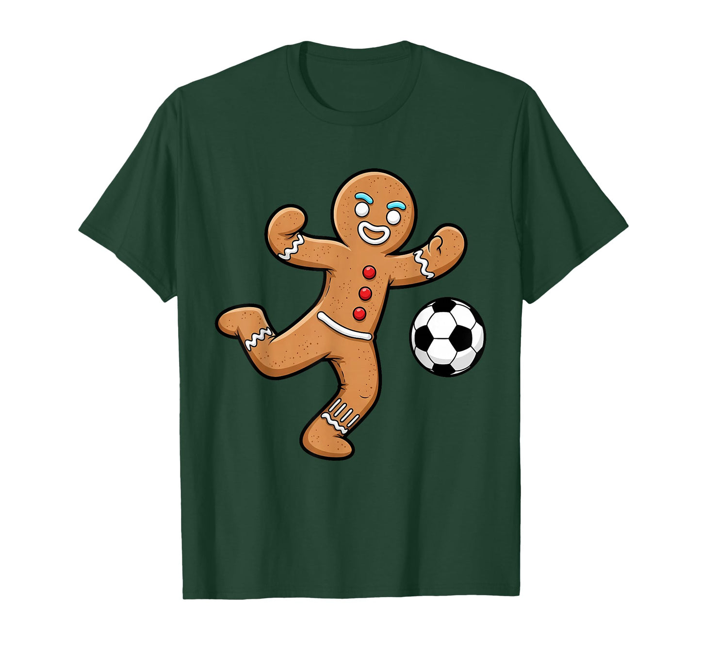 Gingerbread Soccer Player Funny Christmas Women Men Kids T-Shirt