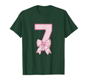 7th Birthday Shirt Girl Coquette Bow Kids Seven 7 Year Old T-Shirt