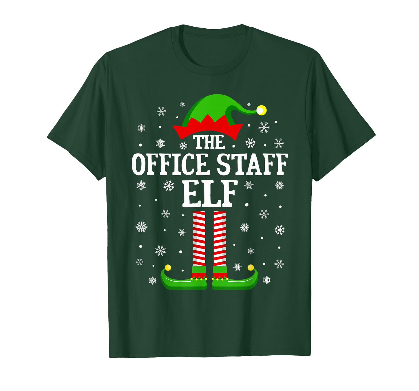 Office Staff Elf Funny Christmas Family Matching T-Shirt