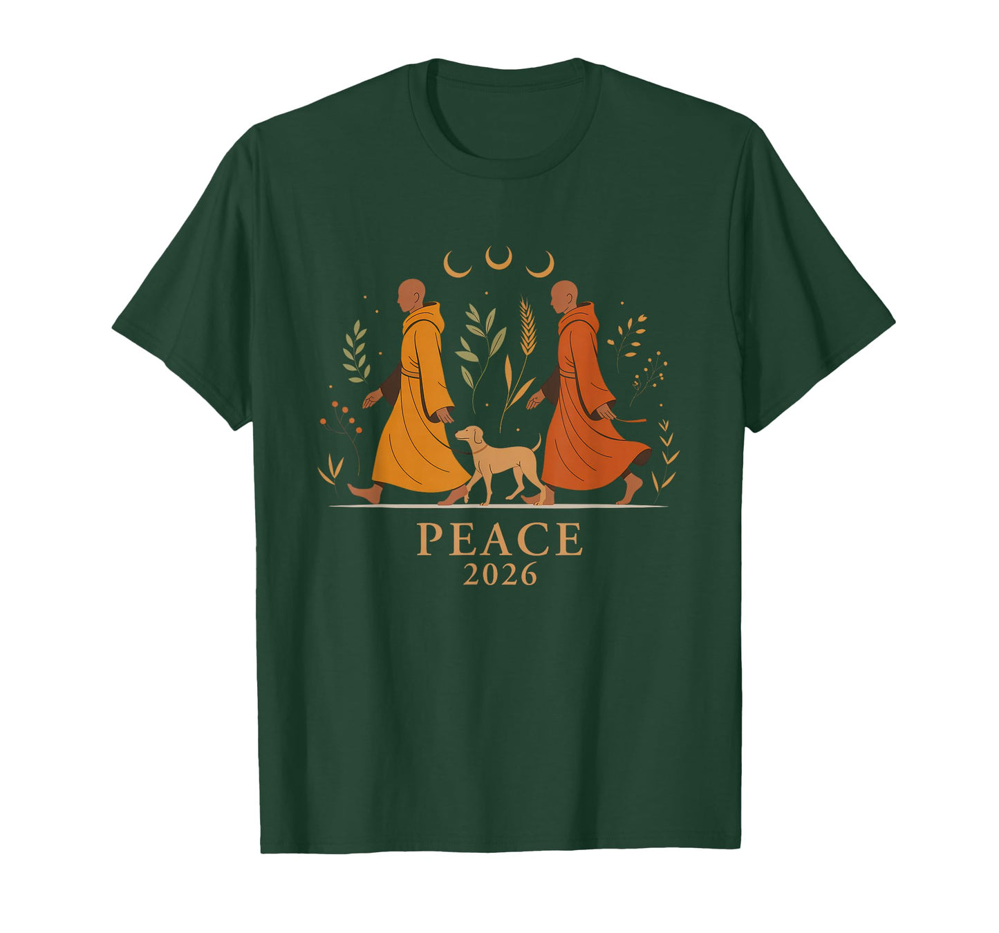 Walk Peace 2026 World Peace Monks with Aloka Dog Spiritual T-Shirt