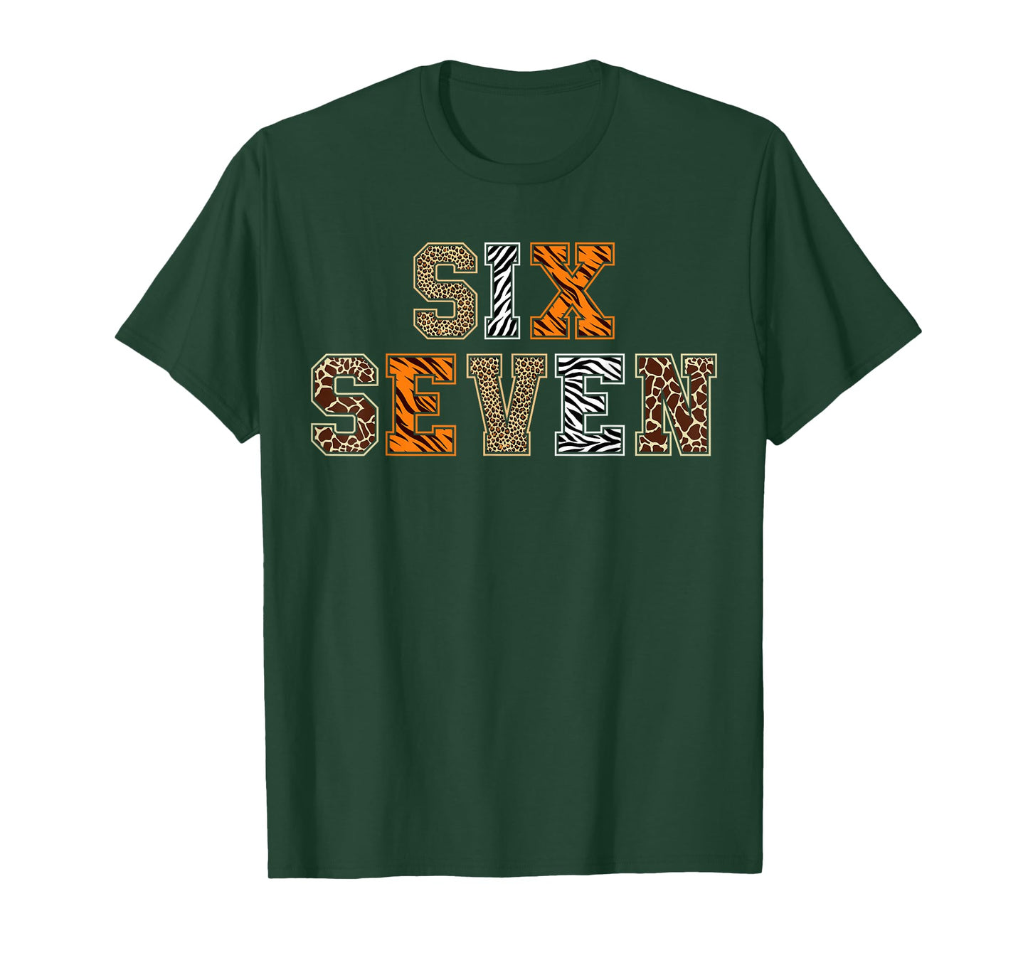 Boys Animal Print Clothes Six Seven Kids Zoo 67 Meme Girls T-Shirt