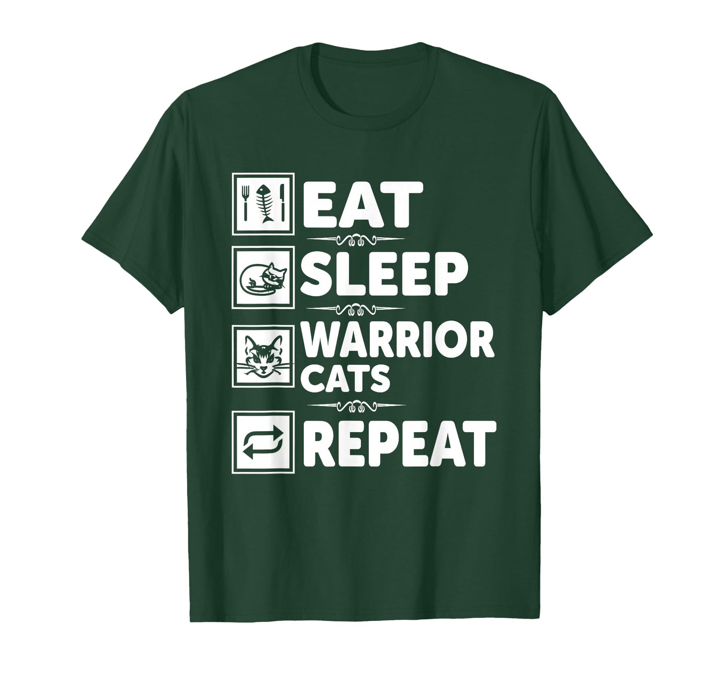 Cat & Cats Lover - Eat Sleep Warrior Cat Repeat - Cat T-Shirt
