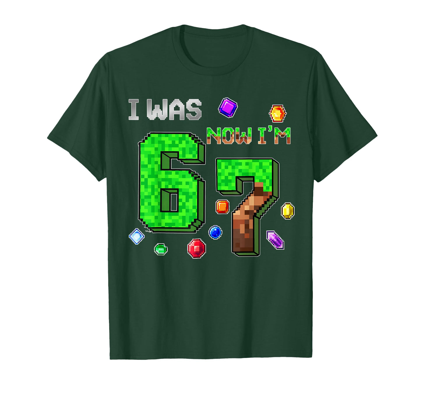 I was 6 Now I'm 7 Year Old 7th Birthday Boy Pixel Block T-Shirt