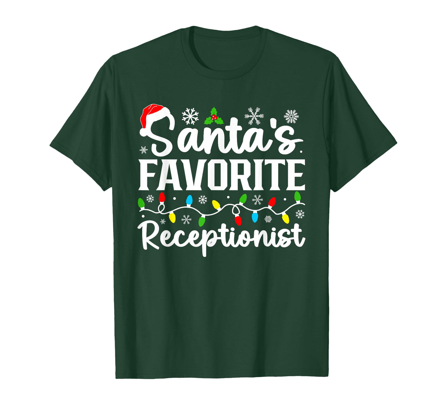 Santa's Favorite Receptionist Christmas Family Matching T-Shirt