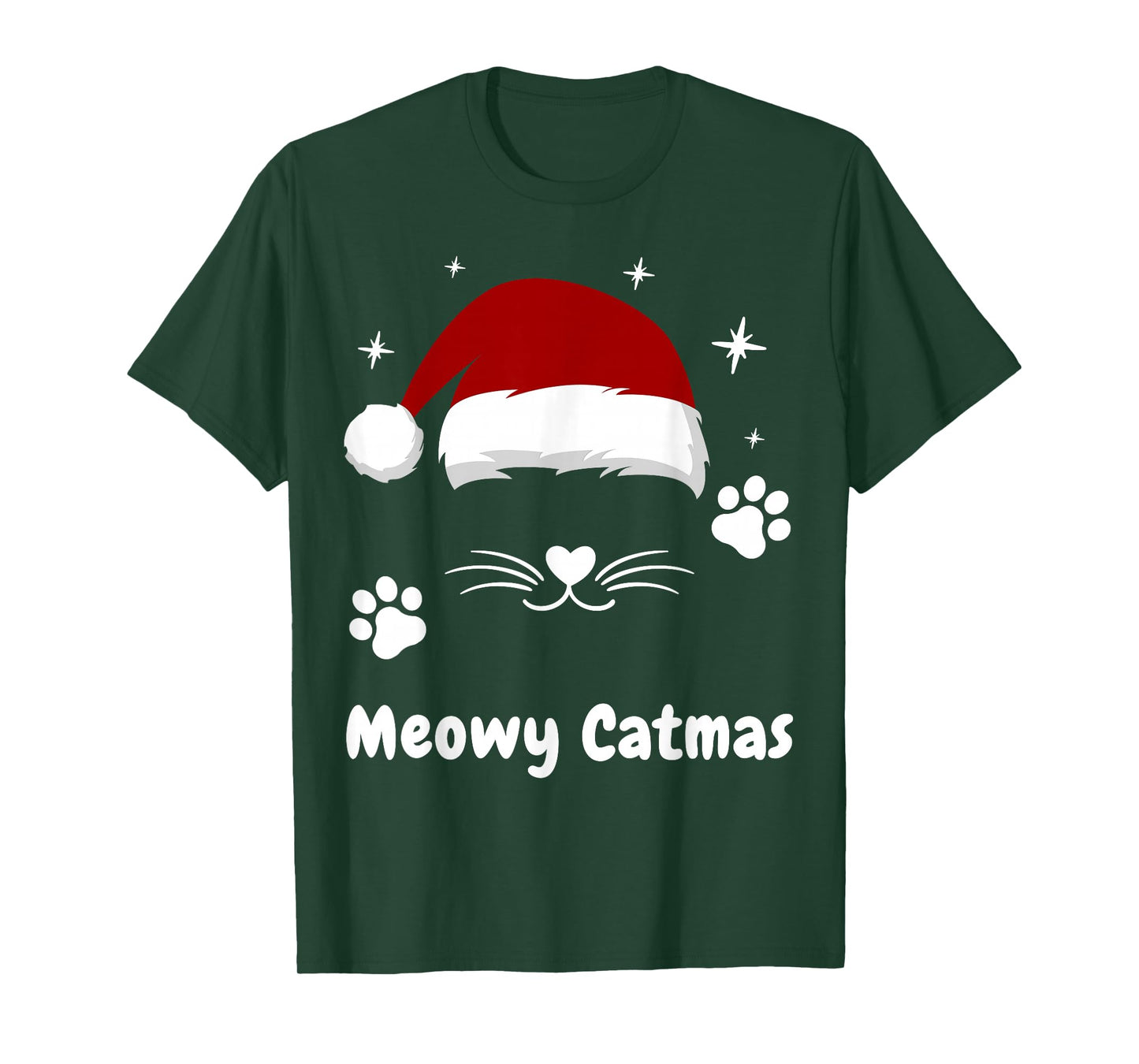 Meowy Catmas Cute Kitten Cats Santa Hat Christmas Xmas T-Shirt
