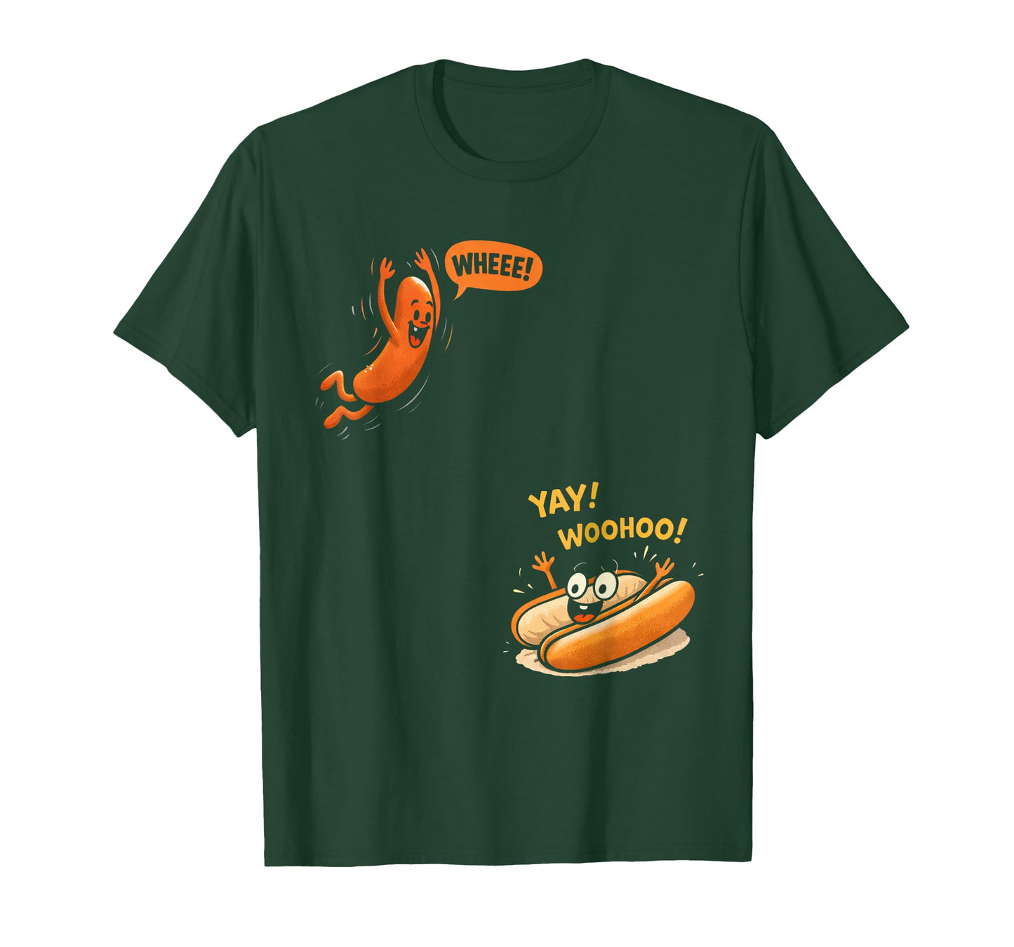 Funny Hot Dog Jumping Into Bun Sausage BBQ High Dive T-Shirt